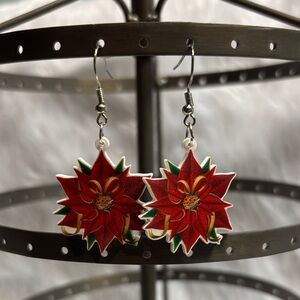Floral Red Earrings